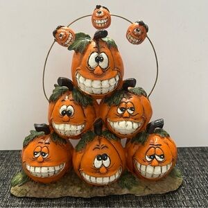 Vintage Joelson Industries Halloween Pumpkin Stack Figurine Hong Kong 1998